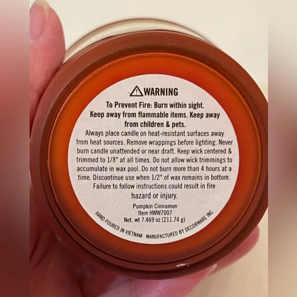 Decorware Inc. Pumpkin Cinnamon 7.469 oz Scented Wood Wick Jar Candle